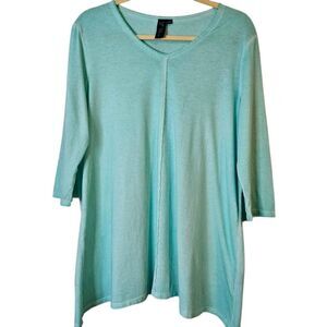 Focus Casual Life light teal v neck top, leisure,  yoga. M.  #1011